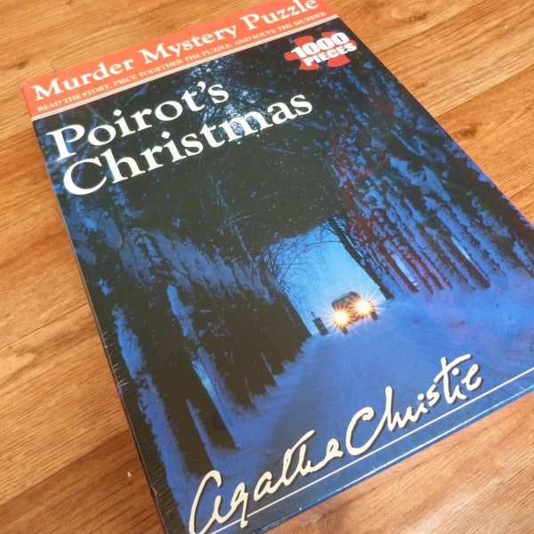 Sealed Agatha Christie Mystery Jigsaw Puzzle Poirot's Christmas 1000 piece puzzle and booklet Unused jigsaw new old stock
