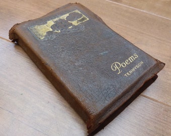 Tennyson Poems in Soft Leather Binding Vintage Book Collected Poems with Illustrations Charming Item