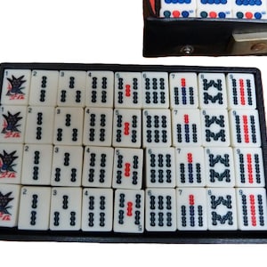 Ensemble de mahjong vintage 144 ou 152 carreaux avec jokers, pièces complètes en bambou, bâtons de score et dés, option scellée vintage portable des années 1970 image 3