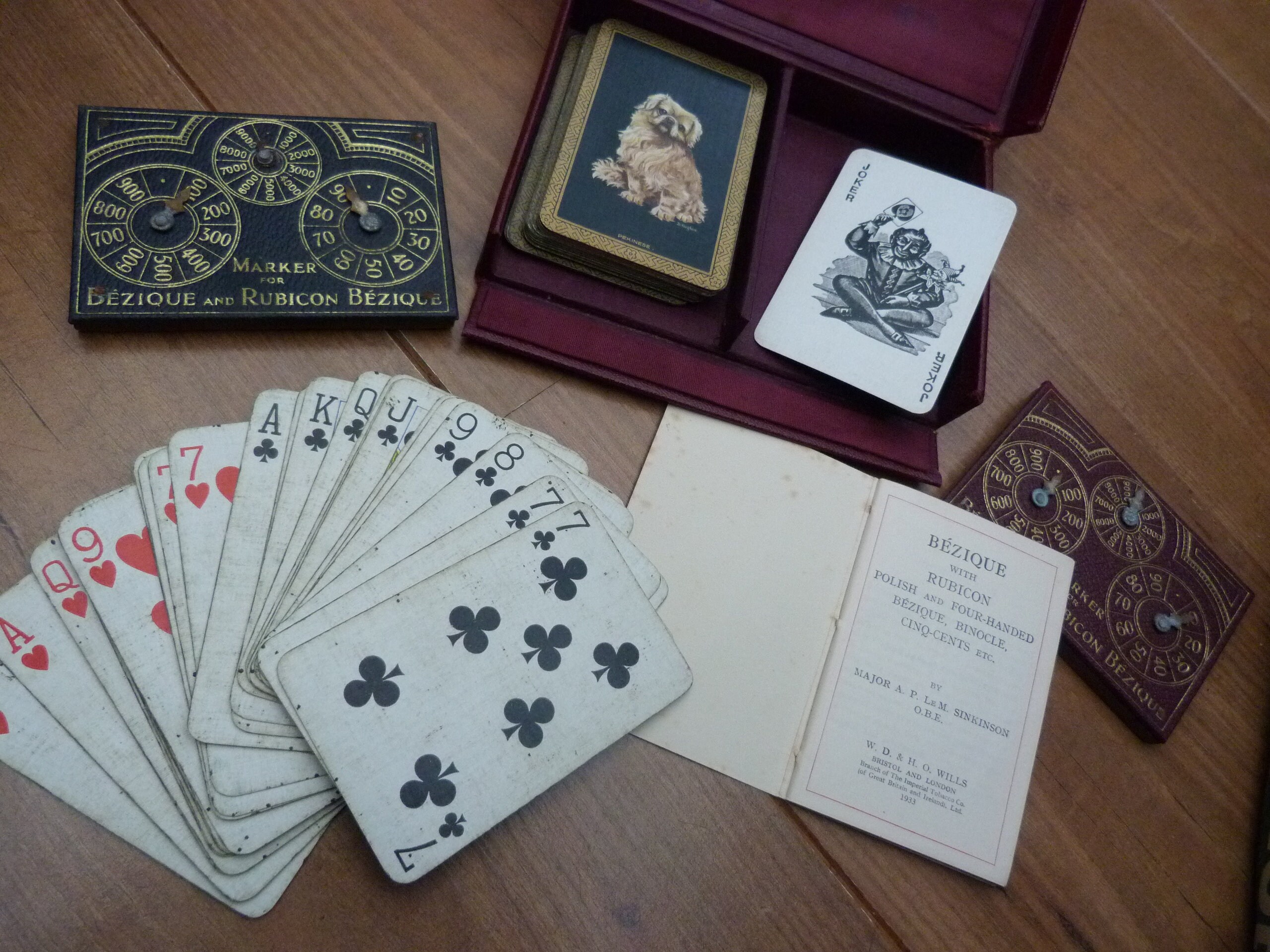 Vintage Bezique Game in Maroon Case by Wills 1933 Complete With 64 ...