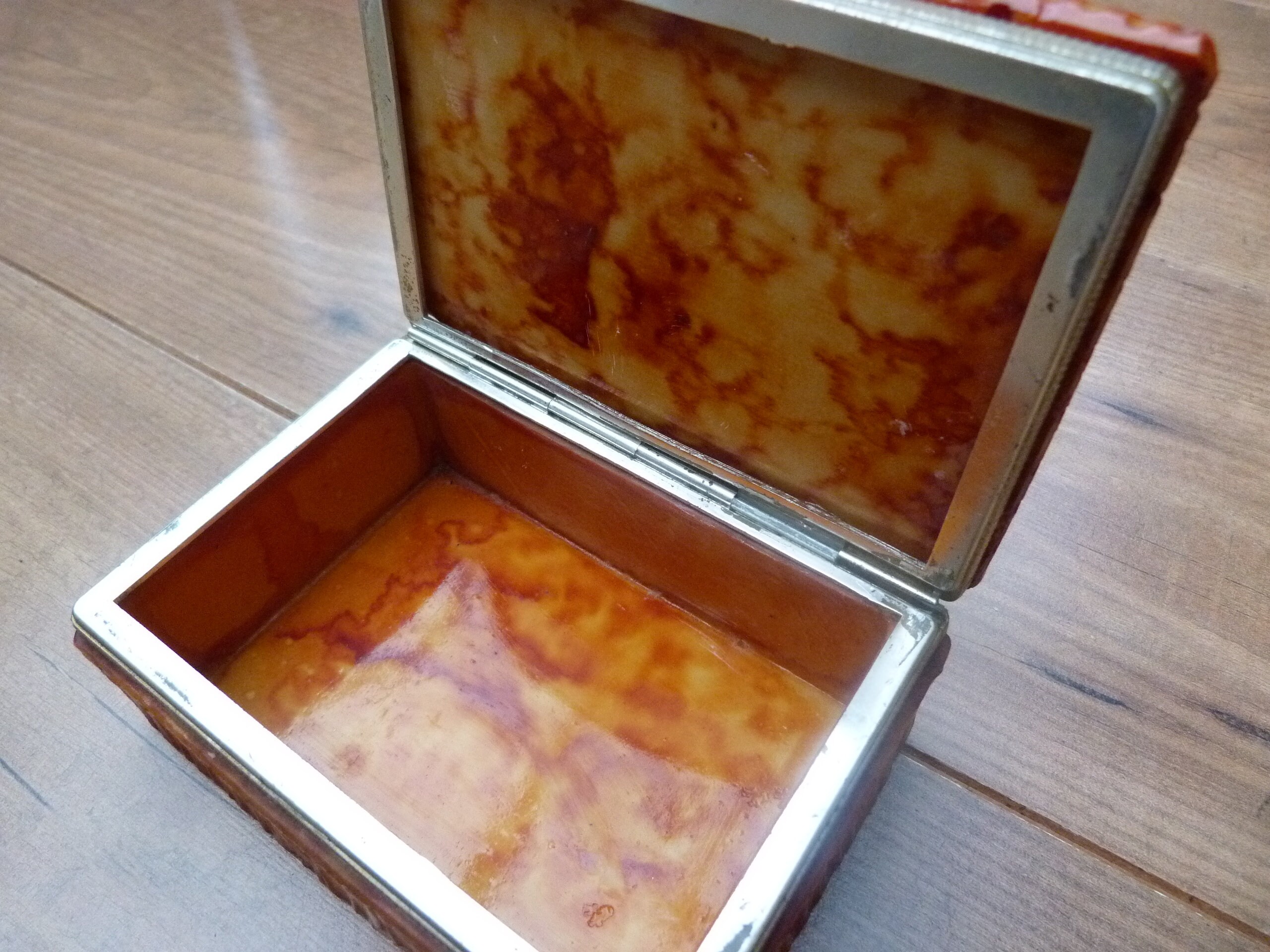 アラバスターバラ模様のオレンジ色アクセサリーケース 2個セット