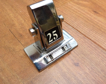 Vintage 1950s Metal Perpetual Flip Calendar, Shiny Silver Tone Desk Calendar