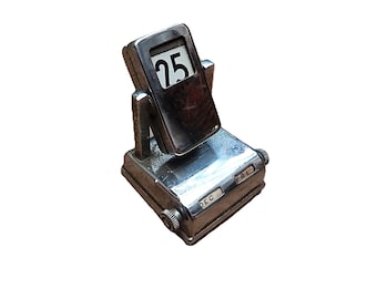 Vintage Metal Perpetual Flip Calendar 1950s Chrome Metal Desktop Calendar