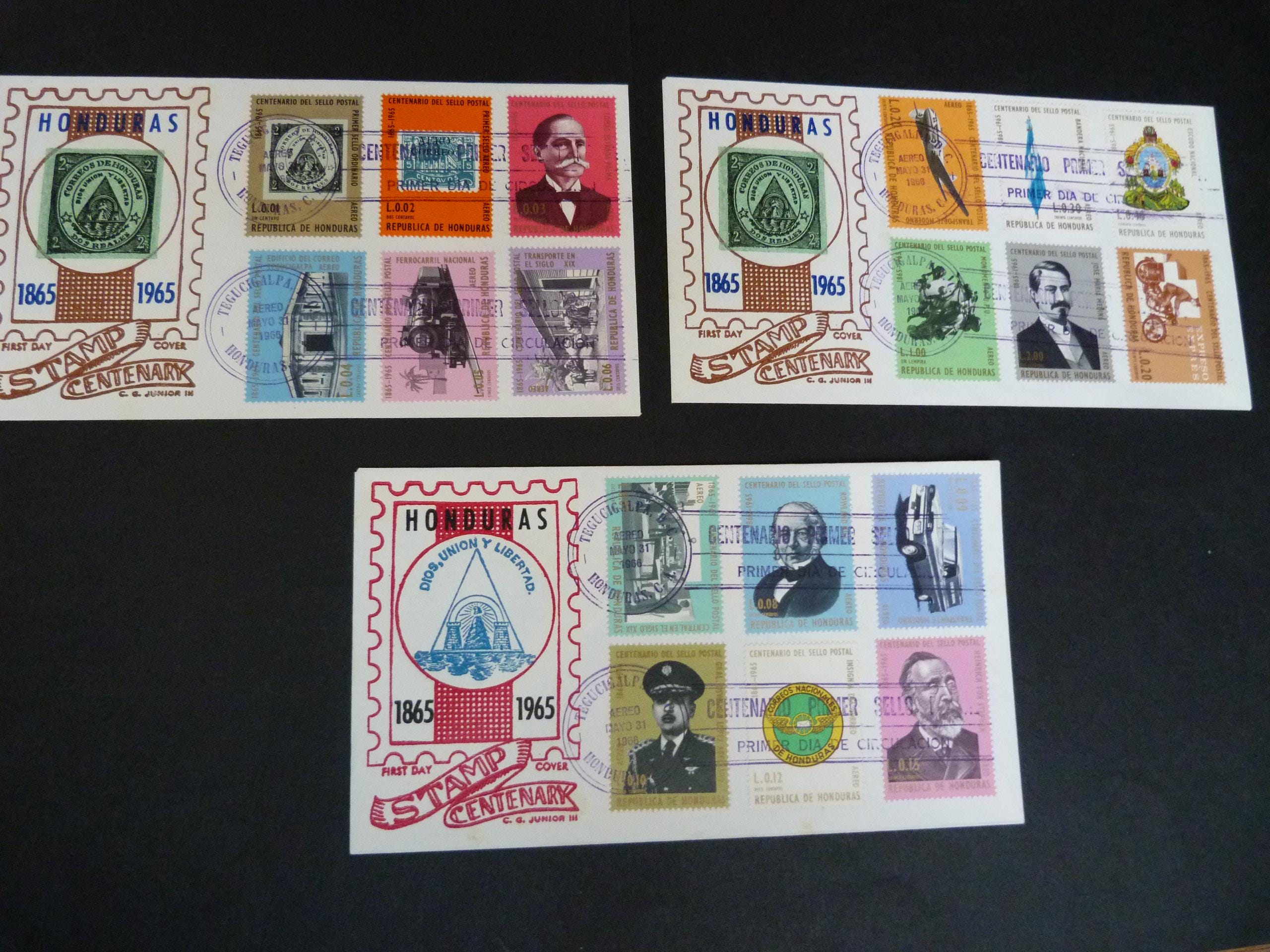 Collection of 3 Honduras Stamps First Day Covers 1965 Centenary of