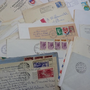 Railway Station Postmarks Stamped Envelopes Pack of 12, 24 or 36 Vintage Used Handwritten and Typed Postal Ephemera Gare Cancels