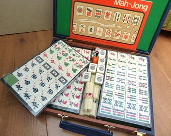 Vintage SEALED Mahjong Set 152 Engraved Tiles with Jokers in Carry Case Complete with Dice and Scoring Sticks Smart Portable vintage