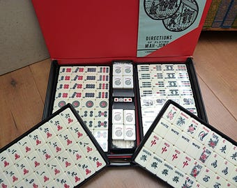 Vintage SEALED Mahjong Set in Carry Case 152 Larger Pieces wit Jokers, Counting Sticks and Dice 1970s Portable vintage