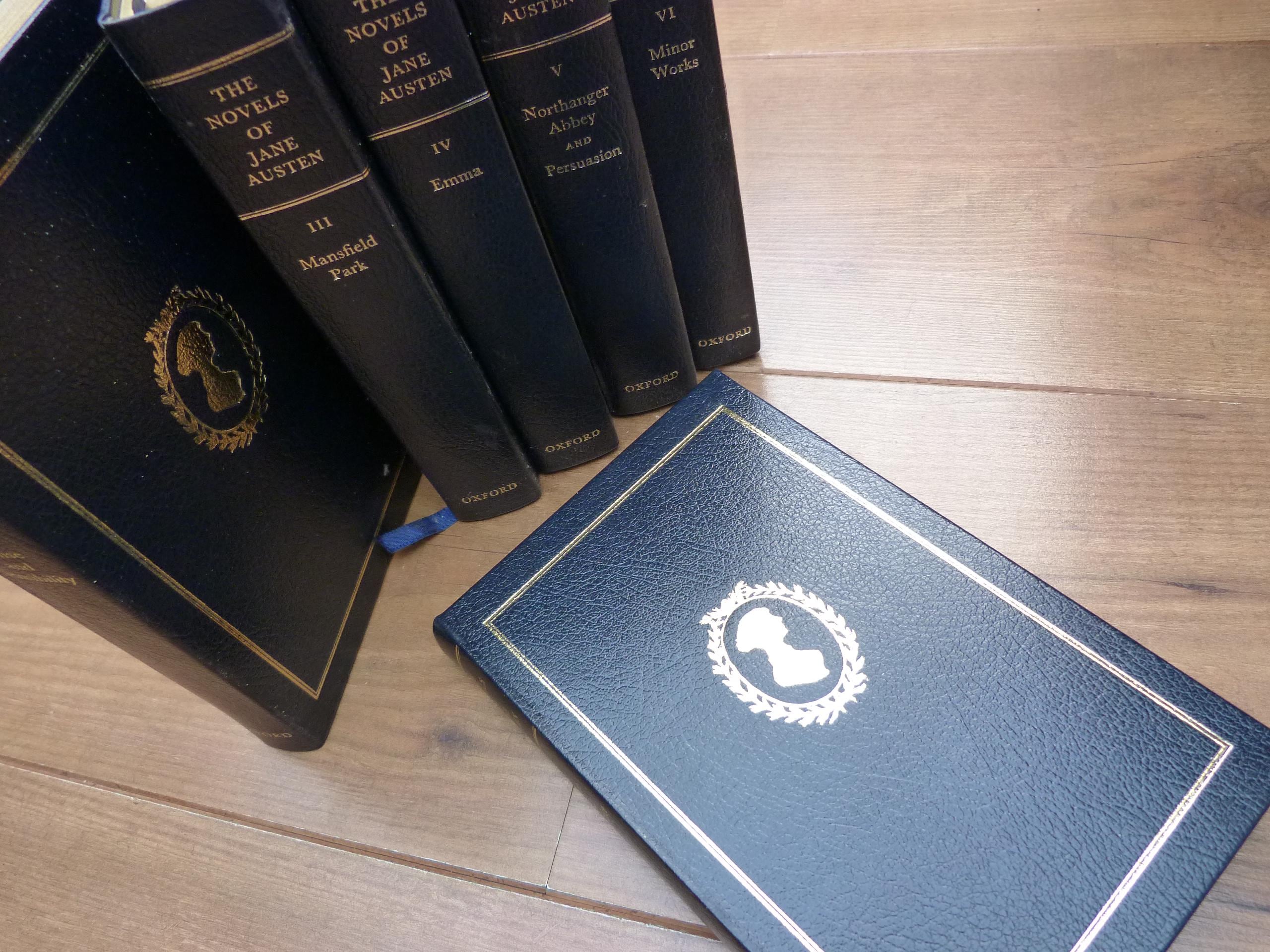 Jane Austen Complete Works in 6 Blue Leather Books Oxford; Pride