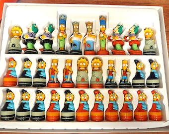 The Simpsons 3D Chess Set With Folding Board Complete Vintage Game