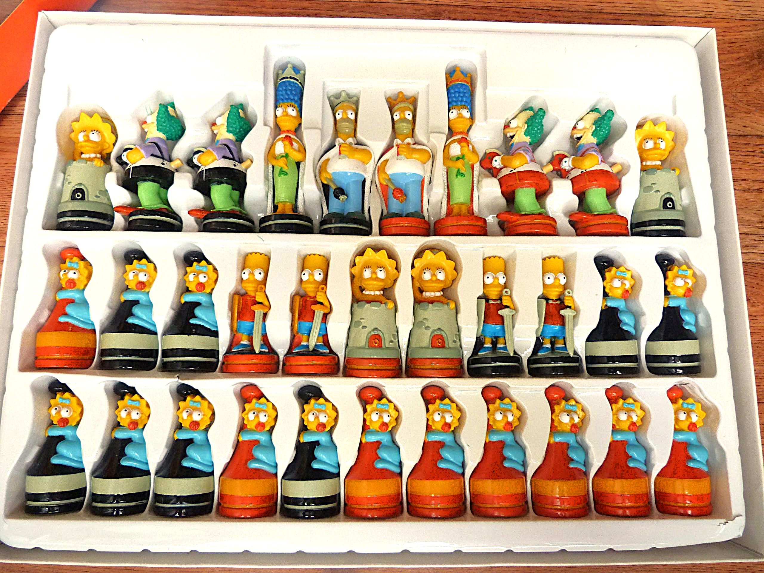 The Simpsons 3D Chess Set With Folding Board Complete Vintage Game