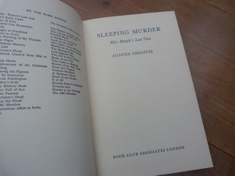 Agatha Christie Sleeping Murder Miss Marple's Last Case 1977 Hardback Edition Book Club Very Good Condition image 3