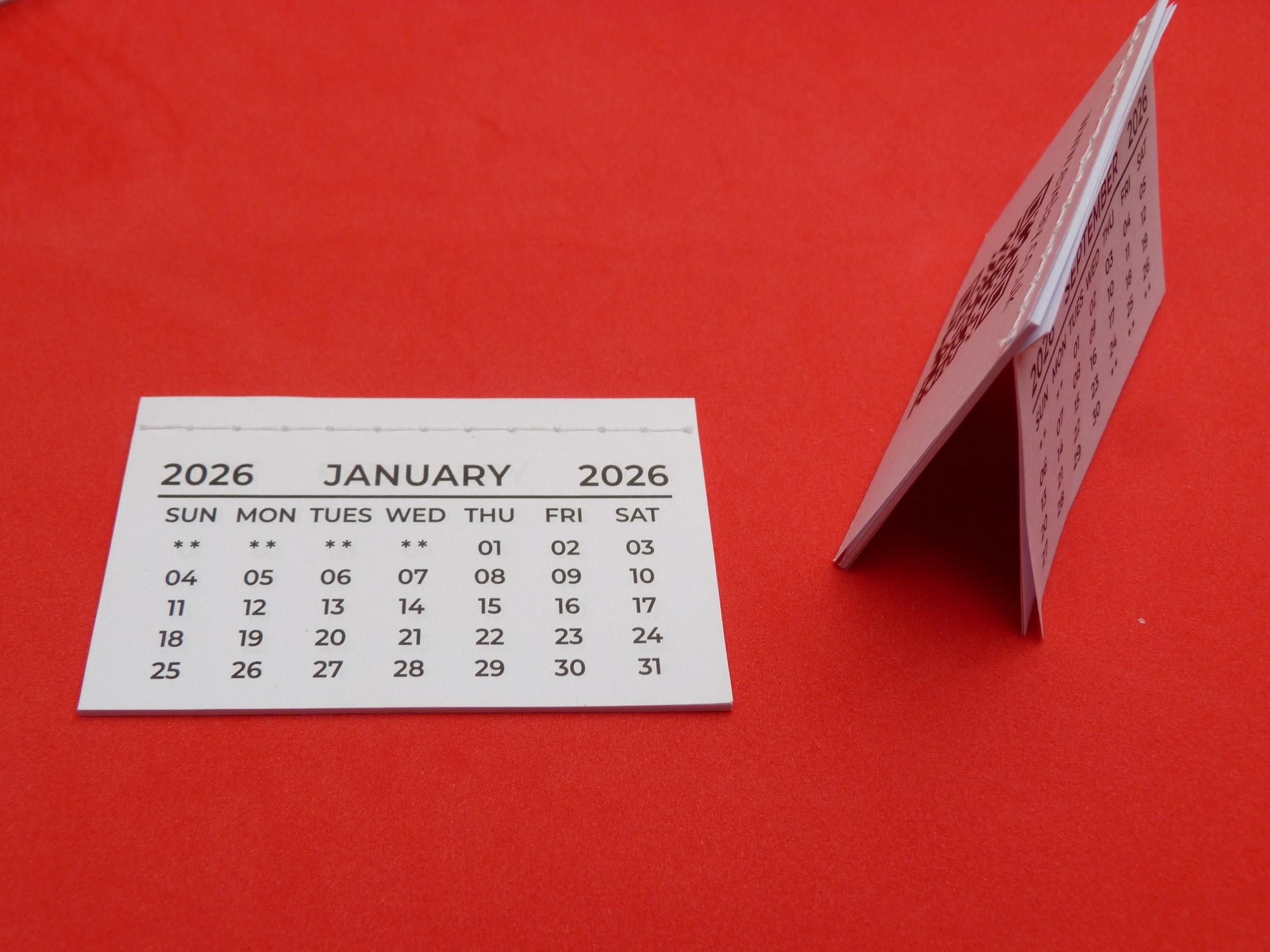 Mini 2026 Calendar Tab Insert With Sewn Binding 12 Page Small Calendar ...
