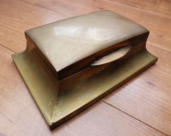 Brass Trinket Box, Jewellery Box, Wood Lined 8 1/4 Inch 1kg Hinged Brass Box