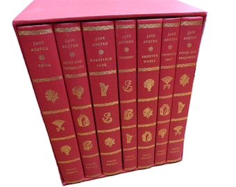 Jane Austen Complete Works 7 Vintage Hardback Books in Slipcase. Folio Society 1975 (1989) Edition, Illustrated with Joan Hassall Woodcuts