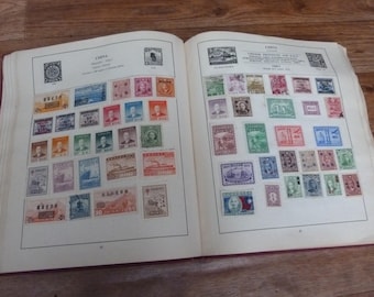 Vintage Stamp Album 2,700+ World Stamps 1900s-1960s Europe GB Asia Africa Americas French Colonies 250 pages Stanley Gibbons Strand Album