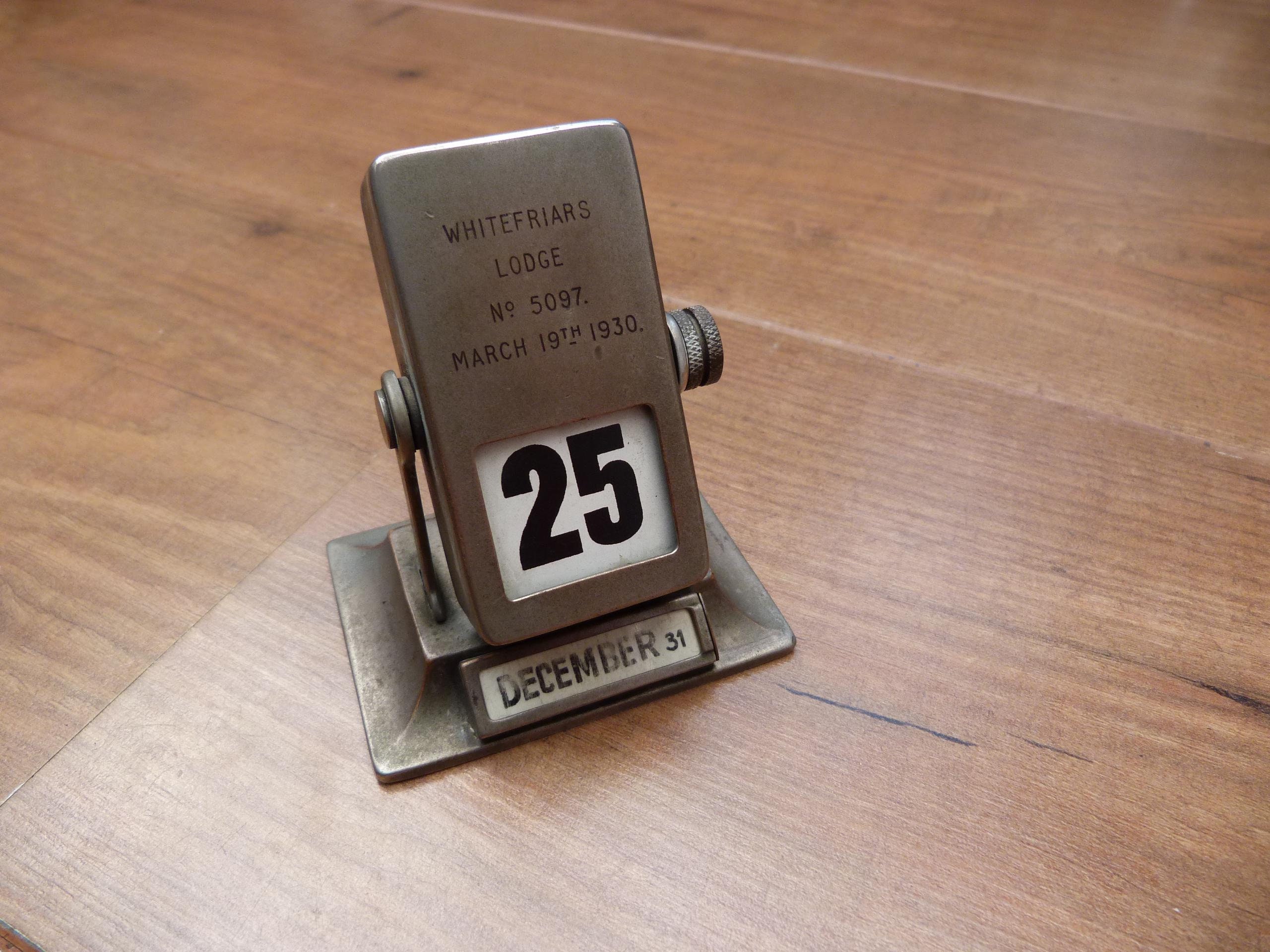 Large Masonic Metal Perpetual Flip Calendar 1930 Vintage Large Masonic Metal Perpetual Flip Calendar 1930 Vintage