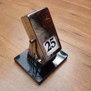 Large 1940s Metal Perpetual Flip Calendar by Hinkel's of London Vintage Desktop Calendar