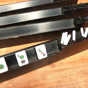 Antique Mahjong Racks Set of 4 hold Larger Tiles nearly 20 Inches long Mah Chang