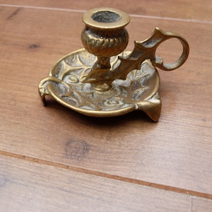 Vintage Brass Thistle Candleholder Shaped Chamber Stick Single Candle Stick Ornate Style Brass, Scottish National Emblem