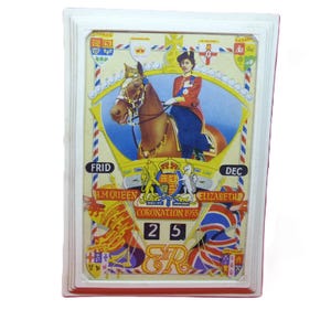 Vintage 1953 Queen Elizabeth II Perpetual Calendar Queen's Coronation souvenir 1950s Desktop Calendar