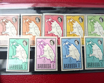 Collection of Barbuda Mint Stamps 1968 QE2 British Commonwealth Genuine Collectable Unused Postage Stamps