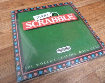 SEALED Vintage Travel Scrabble set, peg tiles and board in folding zipped case complete game by Spear's Games Handy travel word board game