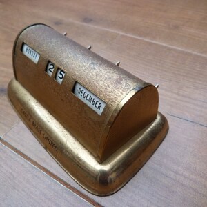 Vintage Stratton Perpetual Calendar Desk Calendar Brassy Deco Style 1940s Vintage Made in England