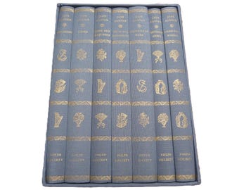 Jane Austen Complete Works 7 Vintage Hardback Books in Slipcase. Folio Society 1975 (1984) Edition, Illustrated with Joan Hassall Woodcuts