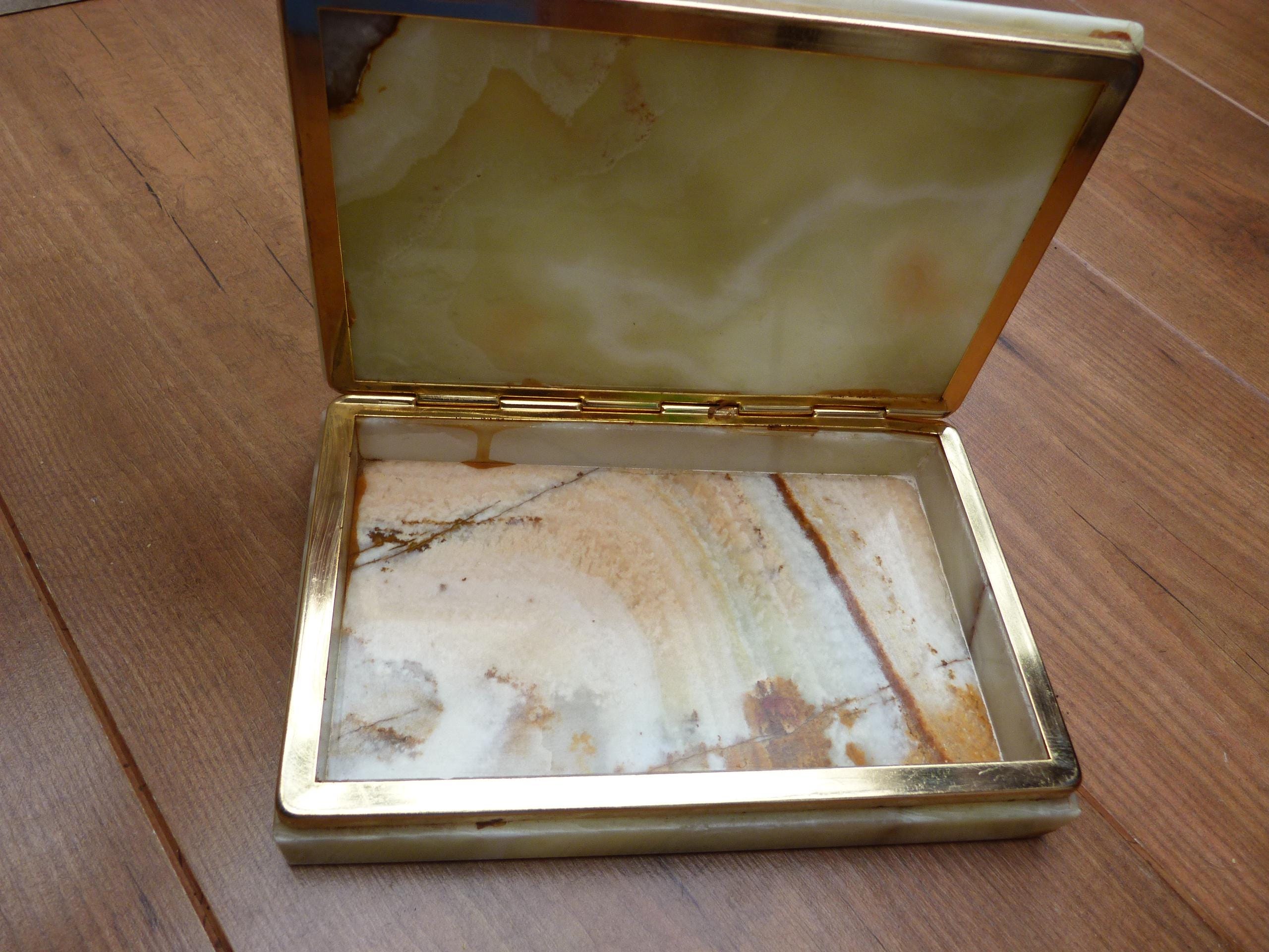 ヴィンテージ オニキス 小物入れ グリーン フィギュアド オニキス