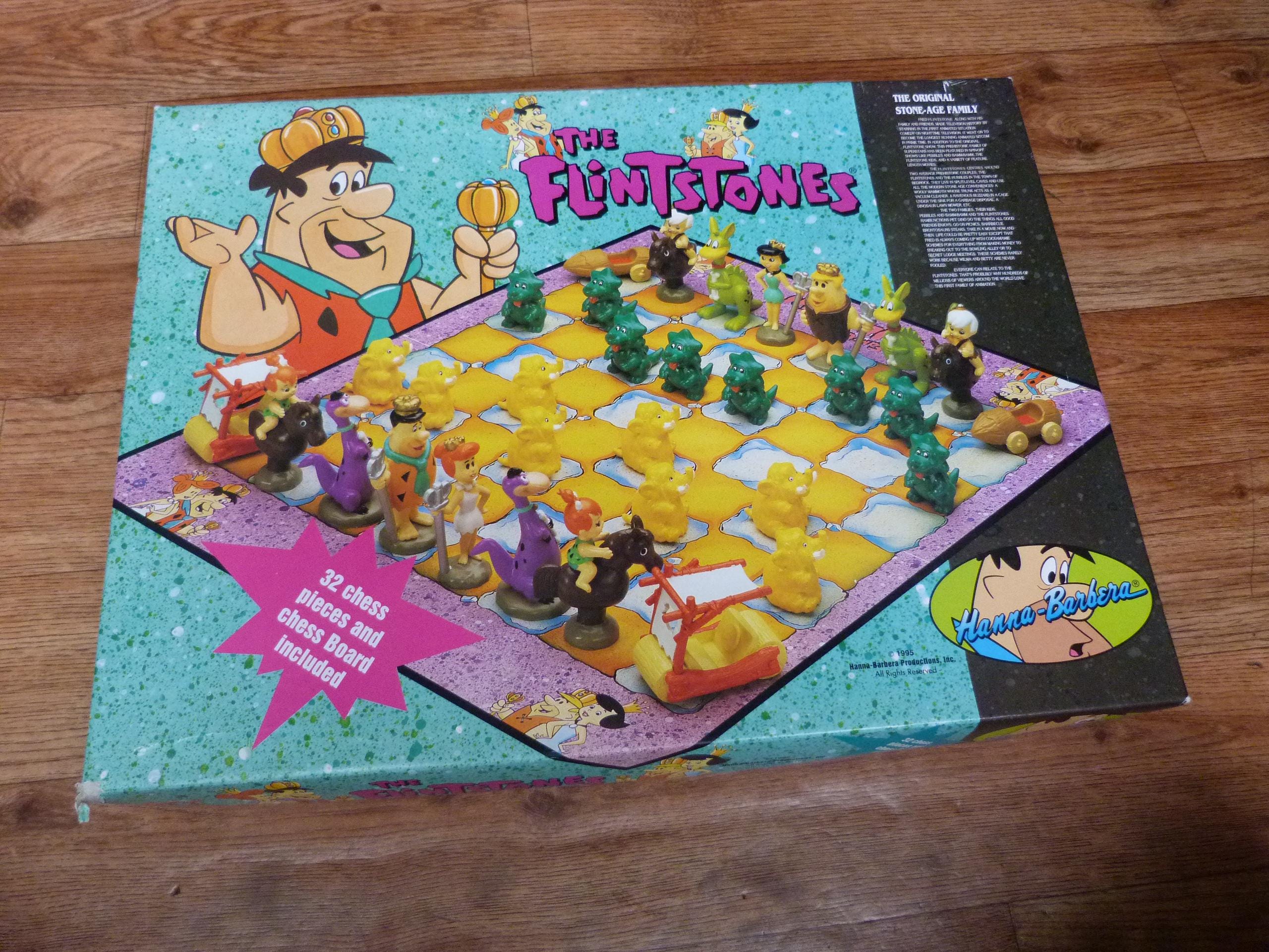 Vintage Flintstones 3D Chess Set With Folding Board Complete With