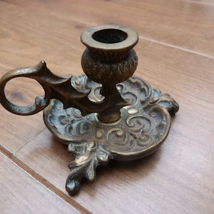 Vintage Brass Thistle Candleholder Shaped Chamber Stick Single Candle Stick Ornate Art Nouveau Style Brass Scottish National Emblem