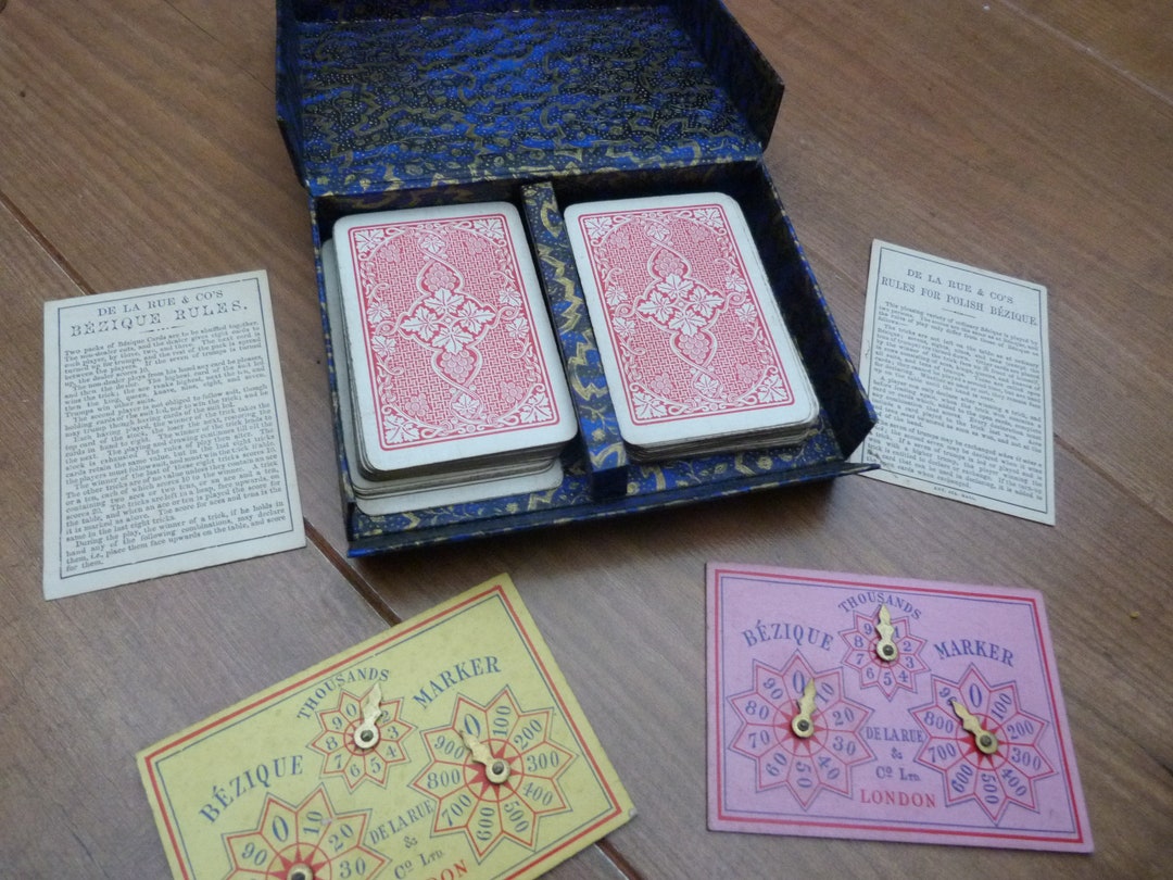 De La Rue Bezique Game. Complete With 2 Decks Playing Cards, 2 Markers