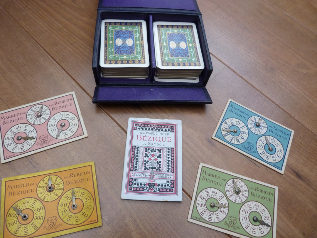 Antique Goodall & Son Bezique Game. Complete With 4 Decks Playing Cards