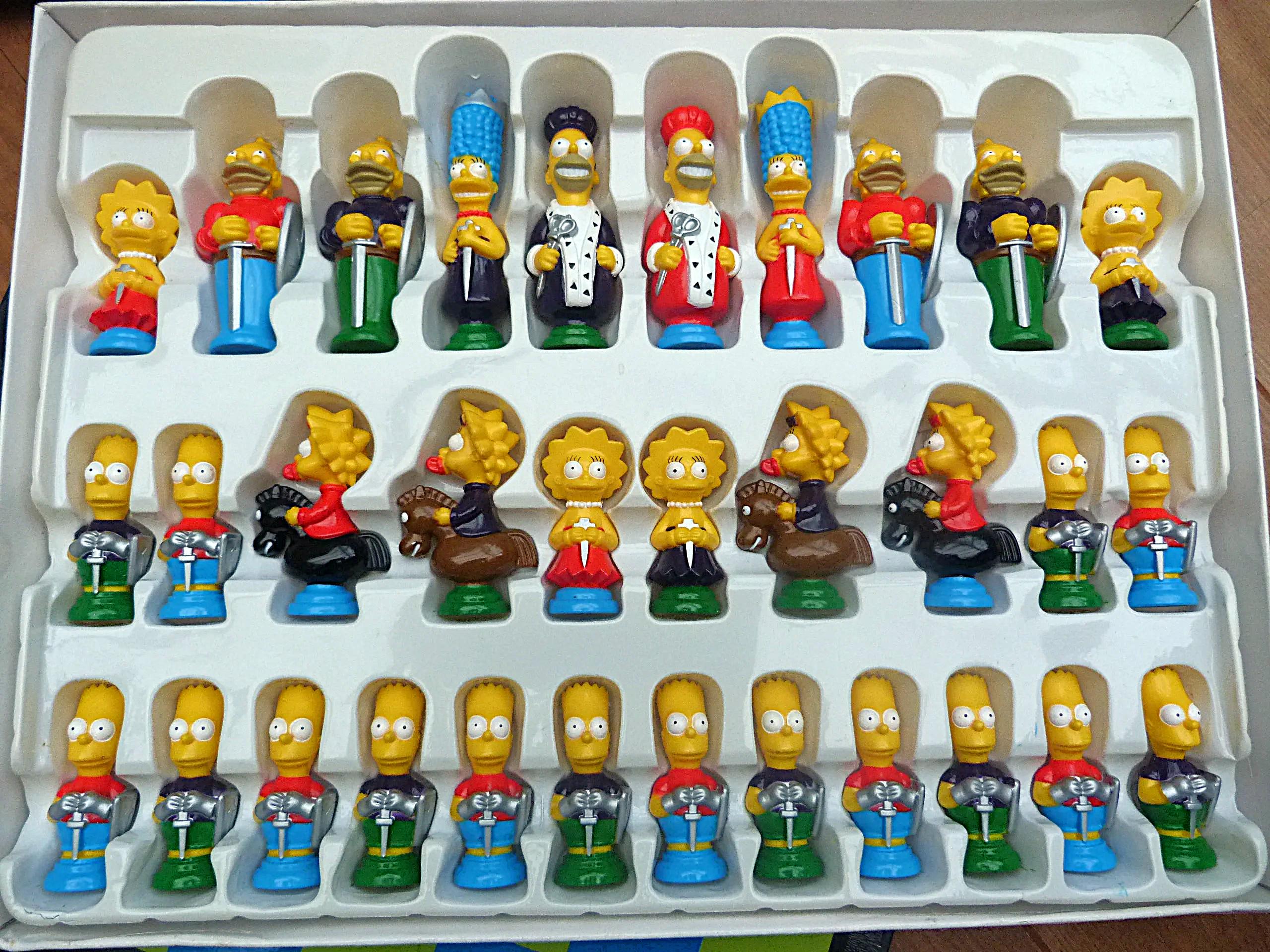 Vintage the Simpsons 3D Chess Set With Folding Board Complete With