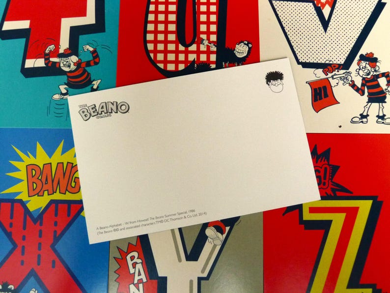Alphabet Postcards Complete A-Z the Beano Comic Colourful Illustrations ...