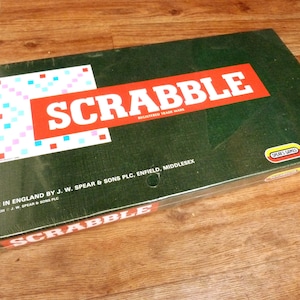 Vintage SEALED Scrabble set, complete original game with sealed letters by Spear&#39;s Games dated 1983 Made in England word board game