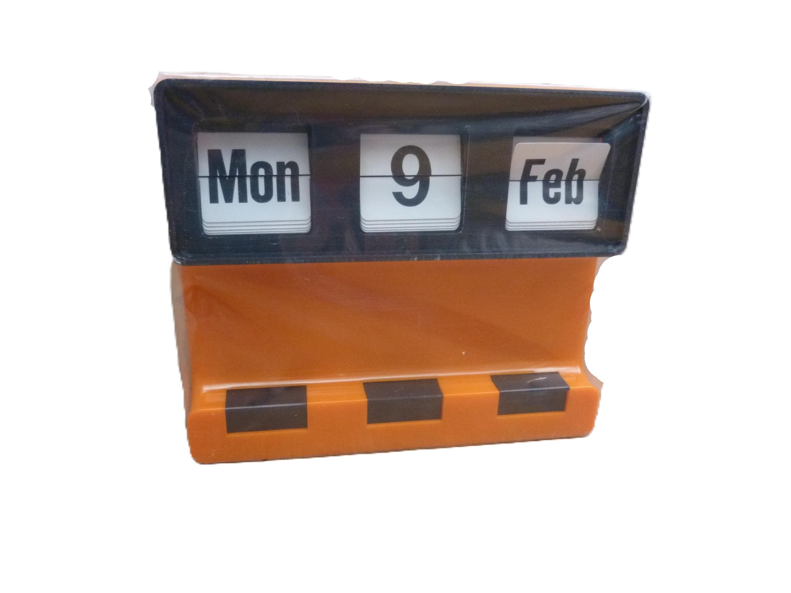 Calendrier perpétuel des années 70, mural, en plastique bleu et noir, affichage de la date vintage, style futuriste - France