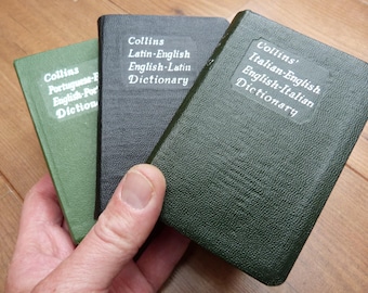 Collins Gem Collection of 3 Dictionaries: Latin, Italian and Portuguese Vintage Books