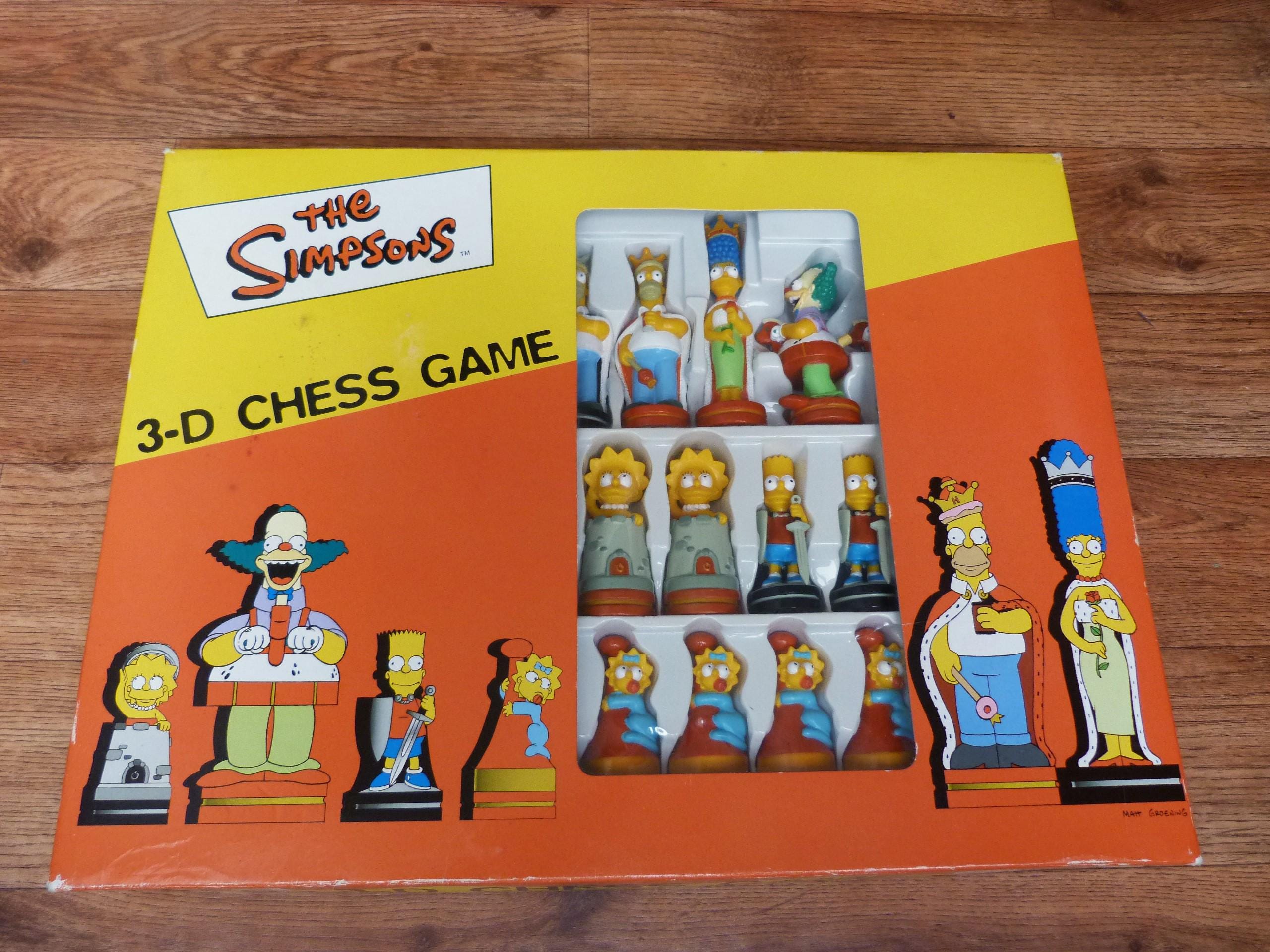 The Simpsons 3D Chess Set With Folding Board Complete Vintage Game