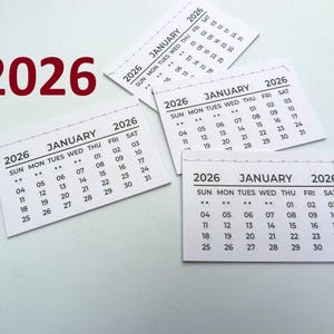 2026 Mini Calendar tab (10, 20, 50 or 100 pack) 12 pages stitched binding small calendar (under 3x2 inch) Great Crafting or Child activity
