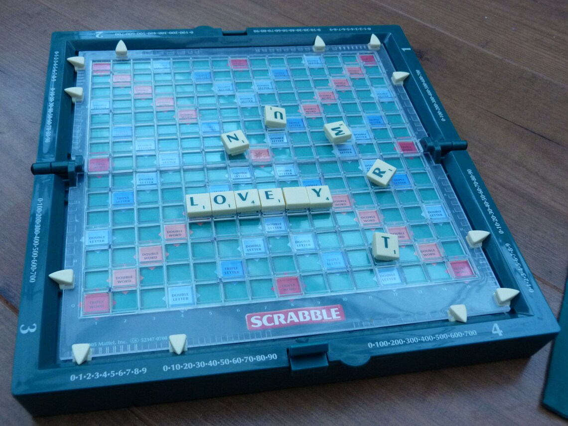 Travel Scrabble set clipin tiles in hard plastic folding case Etsy