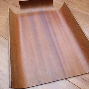 Mallod Bent Wood Filing Tray Mid Century Modern Teak Veneer Vintage Office Desk Storage