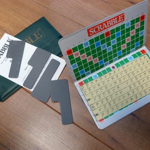 Vintage Unplayed Pocket Scrabble Magnetic set in soft plastic folding wallet complete game by Spear&#39;s Games 1992. Handy travel word game