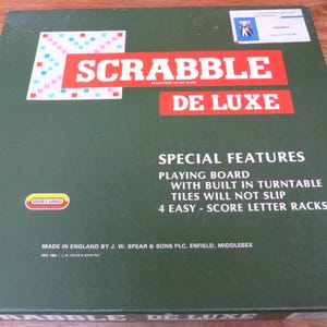 Vintage BRAILLE Deluxe Scrabble set, with Turntable Board and Scoring Racks, complete game by Spear&#39;s Games dated 1983, looks hardly played