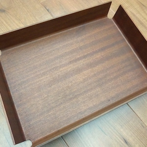 Bent Wood Filing Tray Mid Century Modern Mallod Teak Veneer Vintage Office Desk Storage