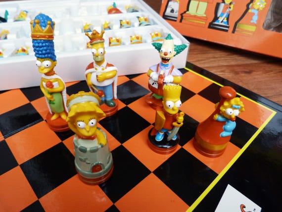 The Simpsons 3D Chess Set With Folding Board Complete Vintage Game