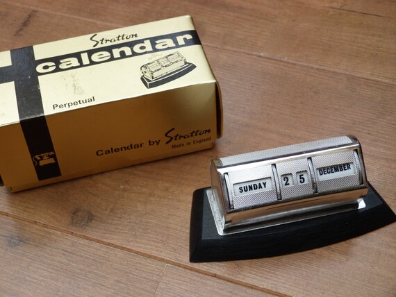 Boxed Vintage Perpetual Calendar Desk Calendar Silver Colour - Etsy