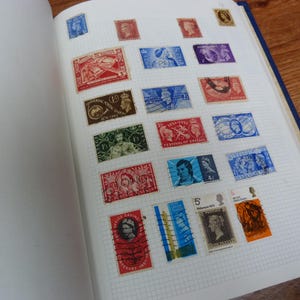 Vintage Stamp Album 800 plus World Stamps 1940s-1970s Europe Africa Americas Asia
