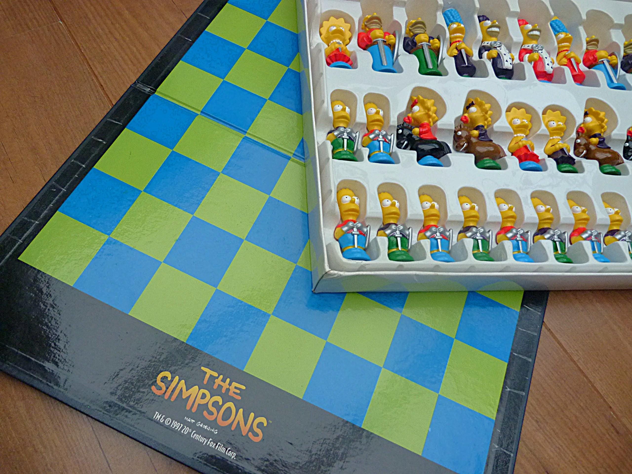 Vintage the Simpsons 3D Chess Set With Folding Board Complete With