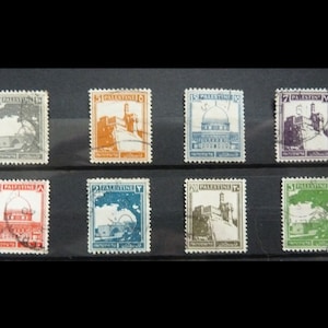 8 Sellos Palestinos 1927 Cúpula de la Ciudadela de la Roca Genuino Antiguo Coleccionable Sellos Postales Usados Regalo Palestino